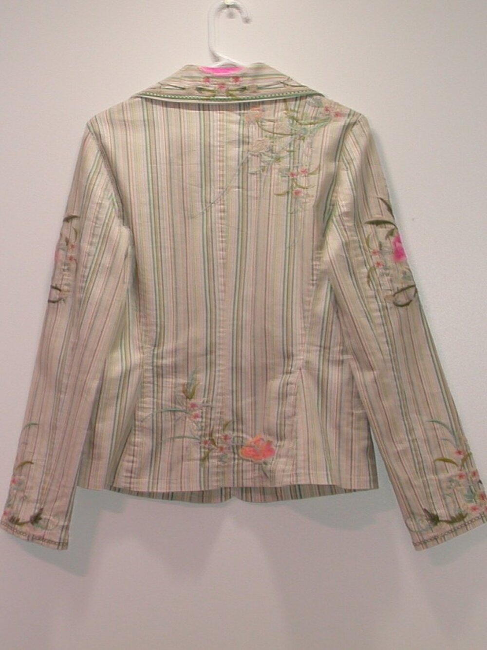 Johnny Was Striped Embroidered Floral Fully Lined Jacket Blazer Women's Medium - Picture 6 of 10